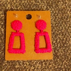 Kelmall hot pink dangle textured 90s earrings